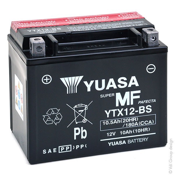 Batería de moto 12V 10AH YUASA - YTX12-BS - Precio: 50,14