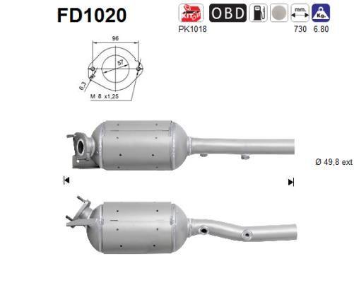 Filtro hollín/partículas, sistema escape AS FD1020
